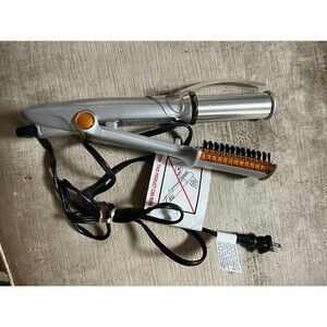 InStyler Rotating Hot Iron Hair Styler Brush 1.25” Barrel Brush Silver Curling